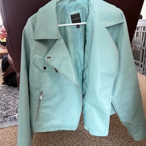Lane Bryant Women's Aqua Pleather Jacket